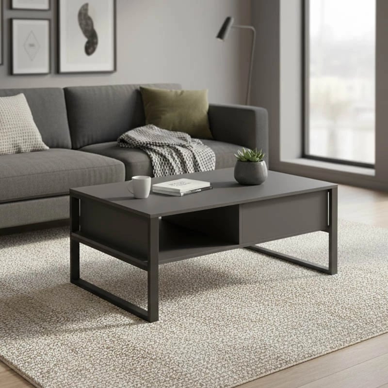 Tavolinë kafeje Bendon, ngjyrë antracit-e zezë, 100x60x44.5cm