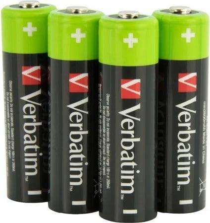 Bateri të rikarikueshme AA Verbatim 2500mAh, set prej 4 copë