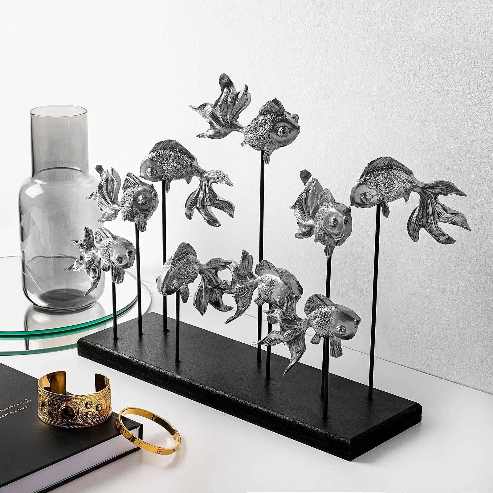 Objekt dekorativ Aberto Design, GOLDFISH 3, ngjyrë argjendi