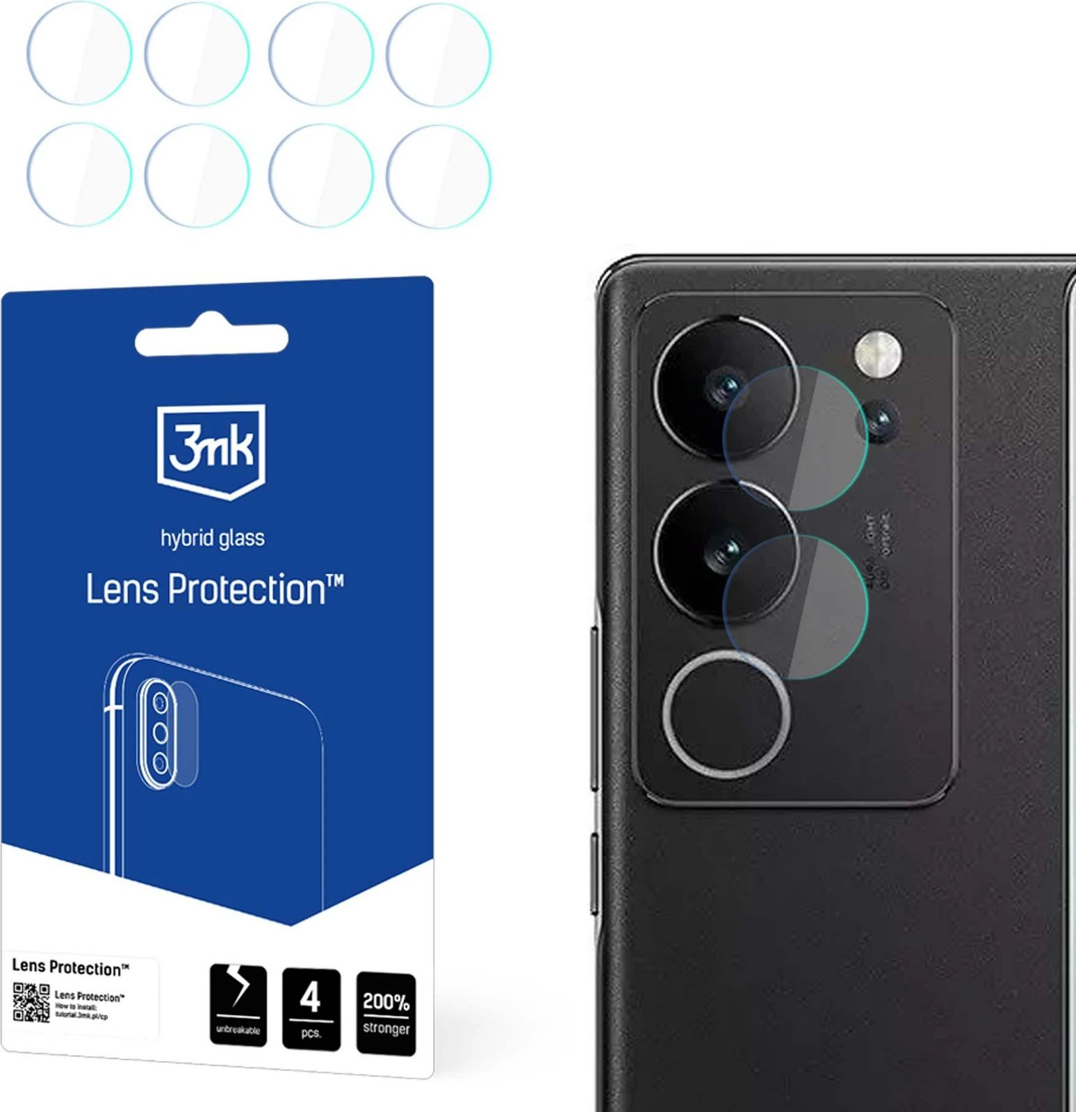 Mbrojtës kamerë 3mk Protection për Vivo V29 5G, xham hibrid, set