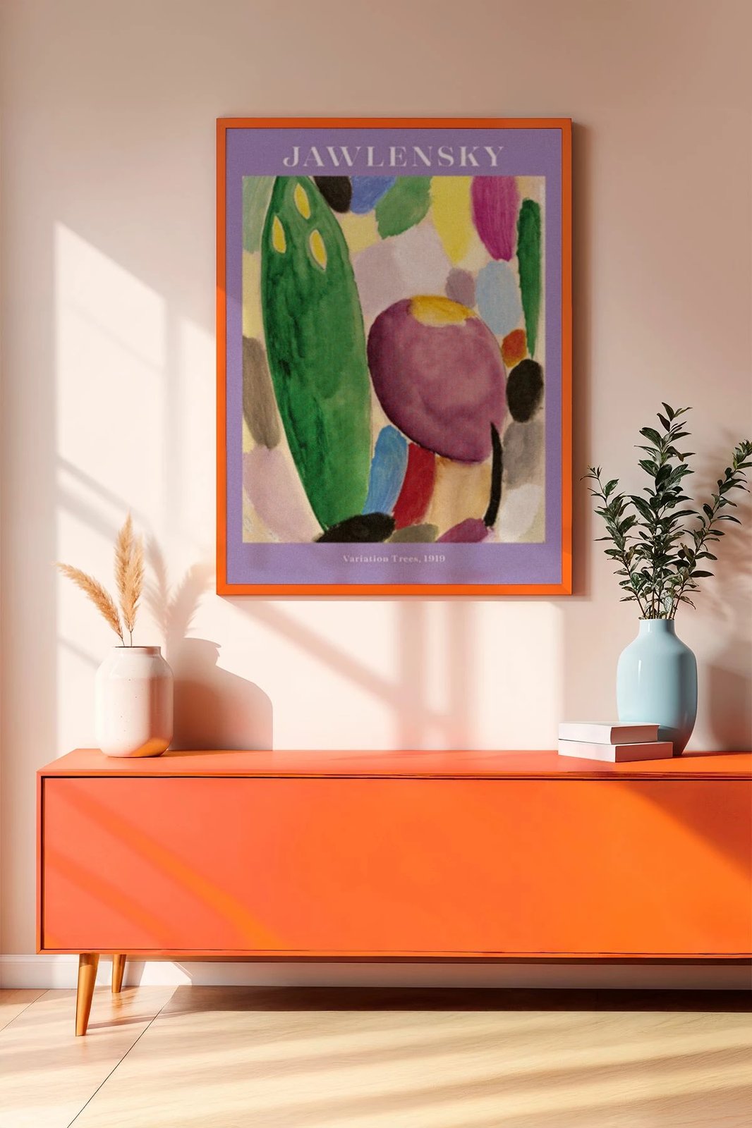 Pikturë dekorative me kornizë, MDF, Wallity, Artrnkdata36, ngjyrë portokalli