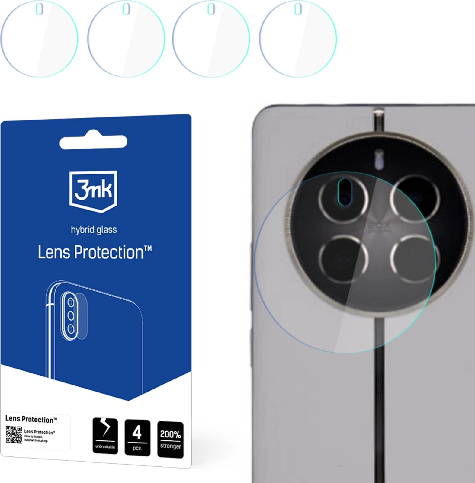 Mbrojtës xhami për kamerë, 3mk Protection Lens Protection, për Realme 12 Pro/12 Pro+, 4 copë