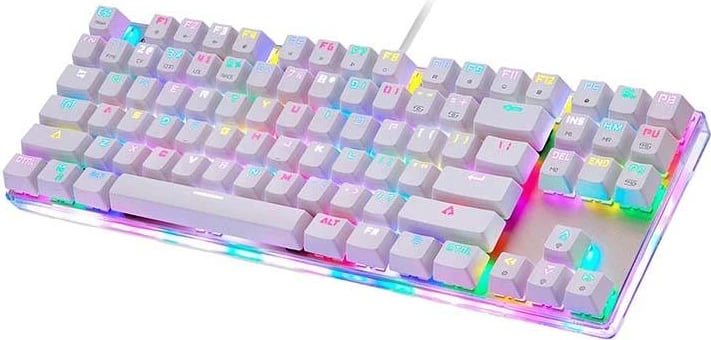 Tastierë mekanike Motospeed K87S RGB, 87 taste, me kabllo, e bardhë