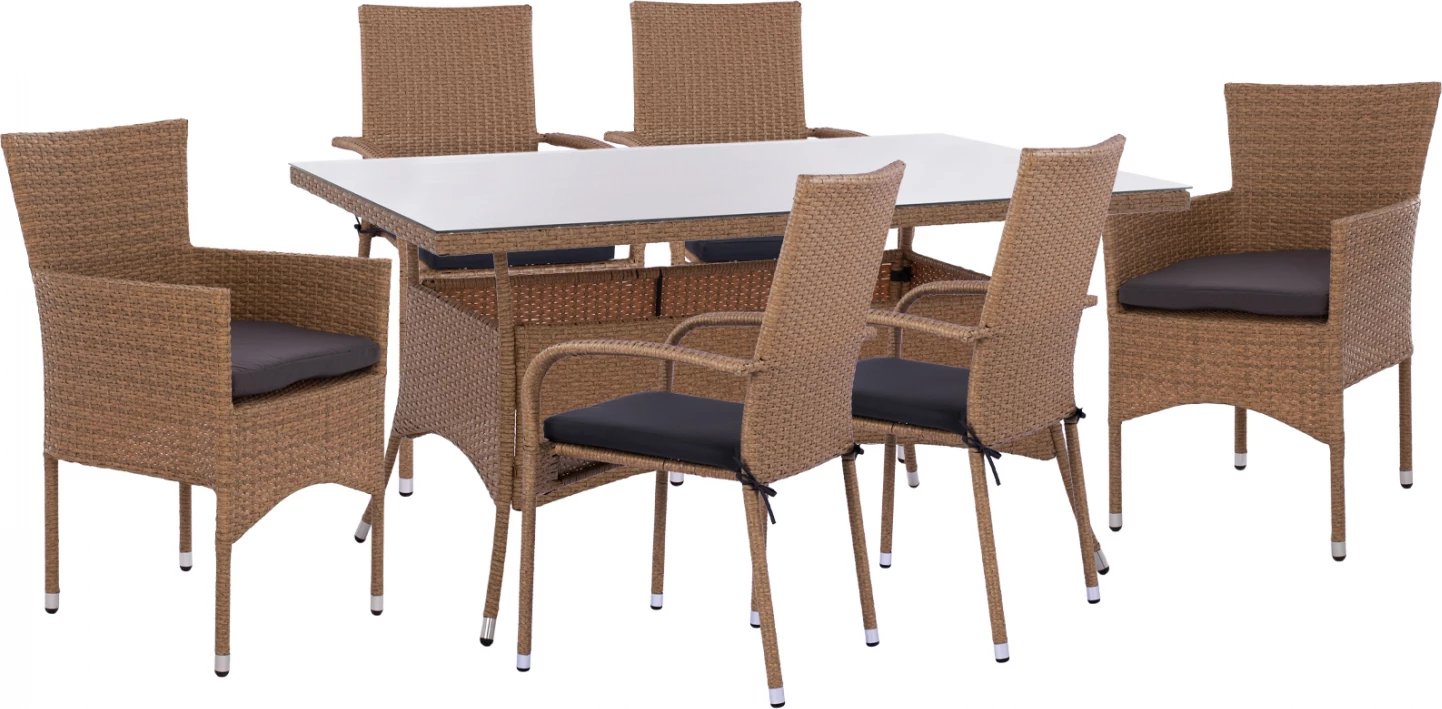 Set kopshti tavolinë & karrige FH11715.02, 7 pjesë, të kafta