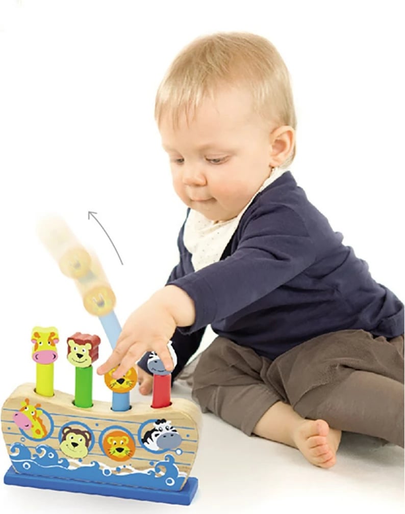 Lojë druri pop-up Arka e Noeut, Viga, 18M+, 170x140x40 mm, multikolor