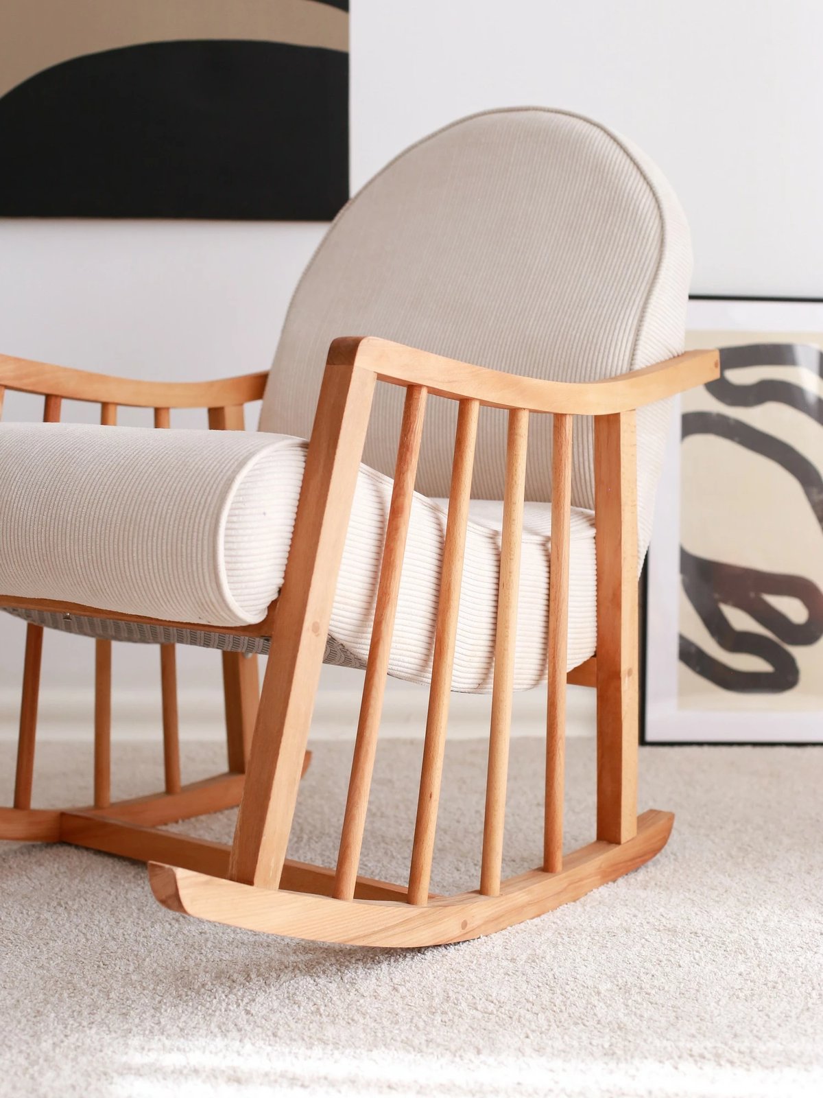 Karrige krahu Klea, kadife korduroj, e bardhë