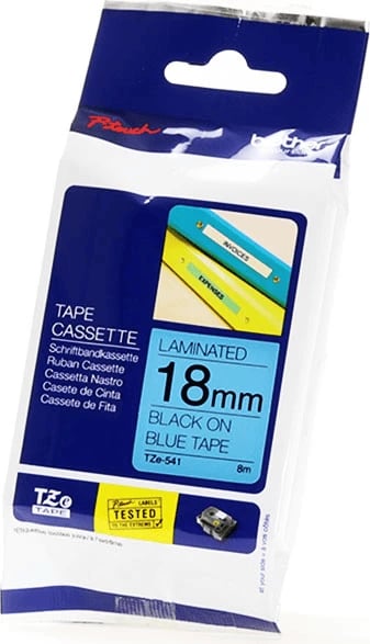 Kasetë etikete Brother TZe-541, 18mm, 8m, e laminuar, tekst i zi në blu