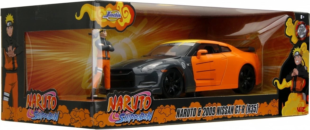 Makine lodër Jada Toys Naruto Shippuden Nissan GT-R 1:24 me figurë Naruto, portokalli/zezë Makine lodër Jada Toys Naruto Shippuden Nissan GT-R 1:24 me figurë Naruto, portokalli/zezë