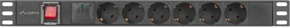 Prizë rack Lanberg PDU-05F-0200-BK, 1U, 6xSchuko, 16A, 2m, e zezë