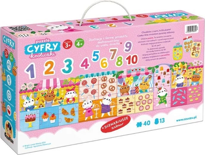 Puzzle edukativ CzuCzu Number Bunnies, 40 pjesë, për fëmijë, shumëngjyrësh
