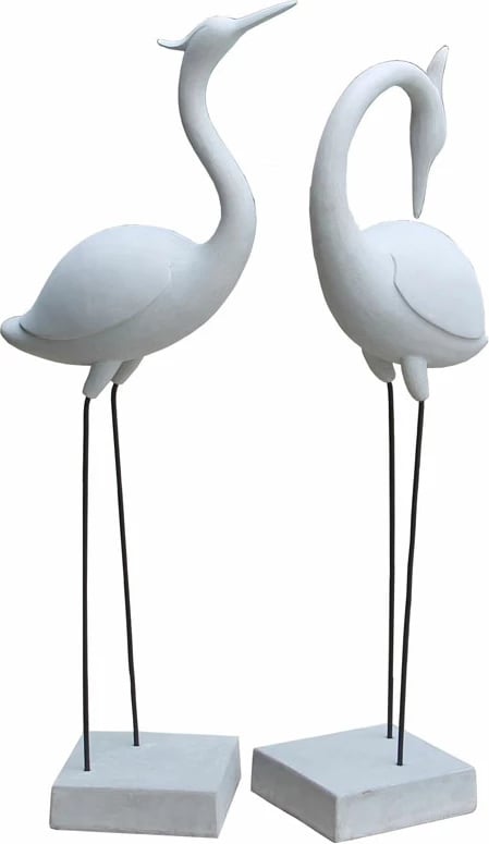 Set dekorativ flamingo çift, gur i përpunuar, bezhë, 41x26x116, 2 copë