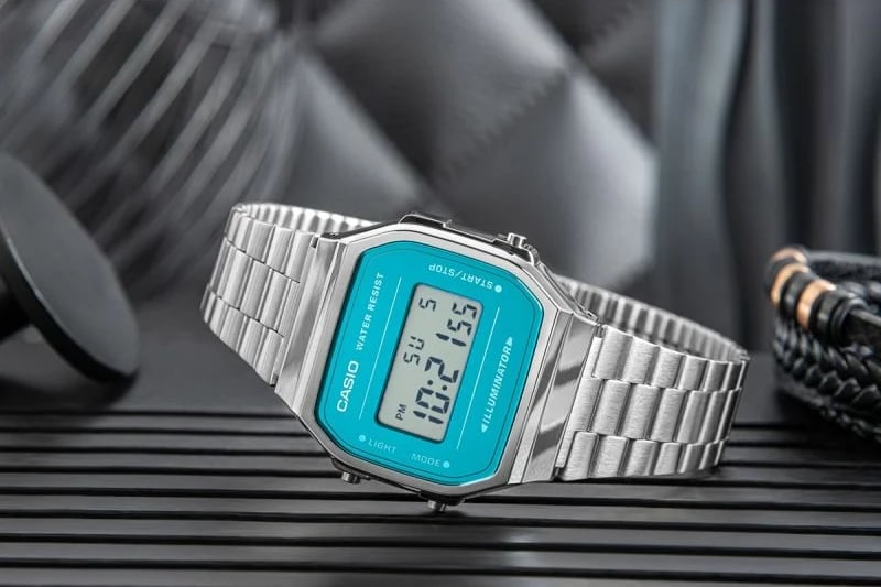 Orë dore për meshkuj Casio, vintage, argjend