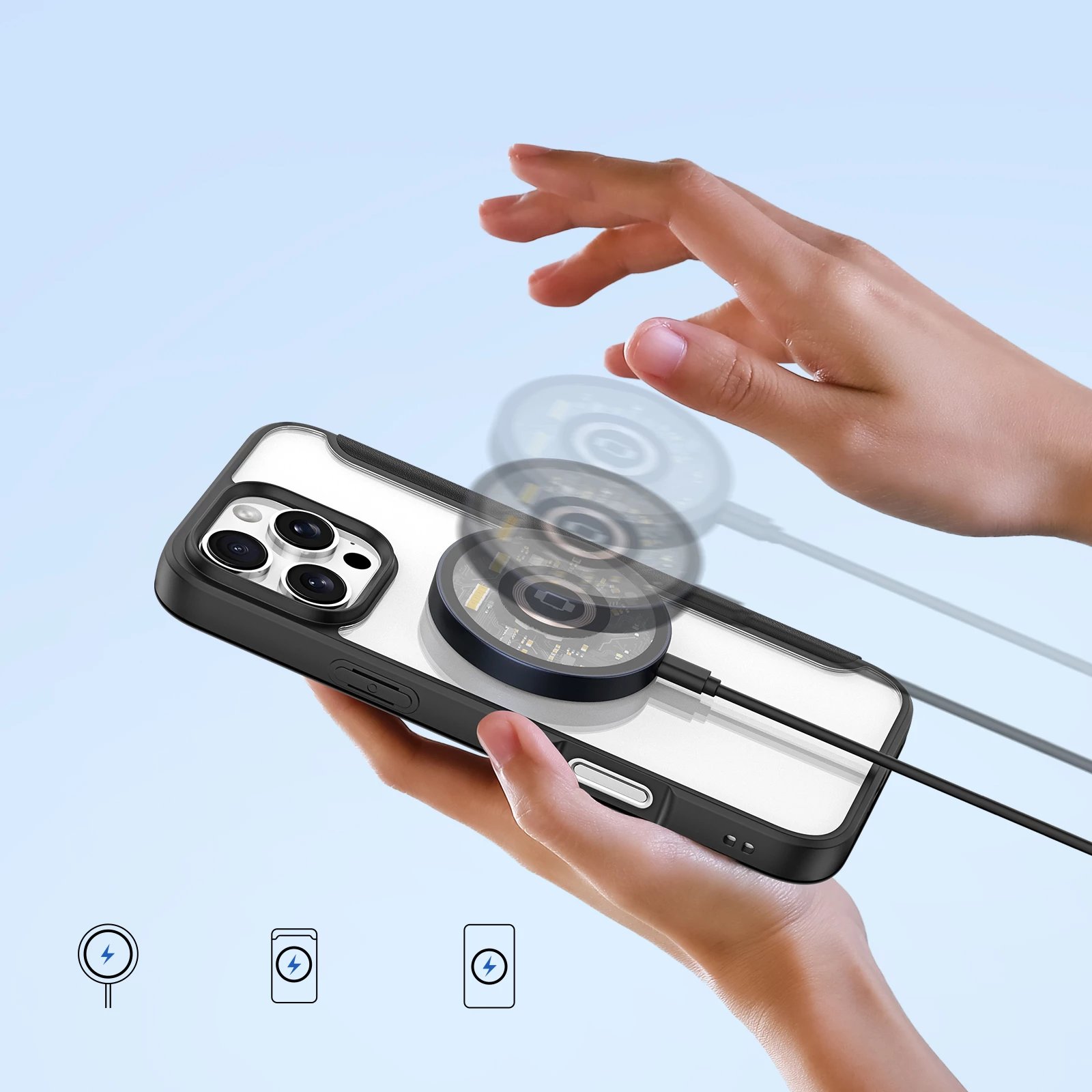 Mbështjellës Dux Ducis Skin X Pro për iPhone 16 Pro Max me MagSafe dhe flip, i zi