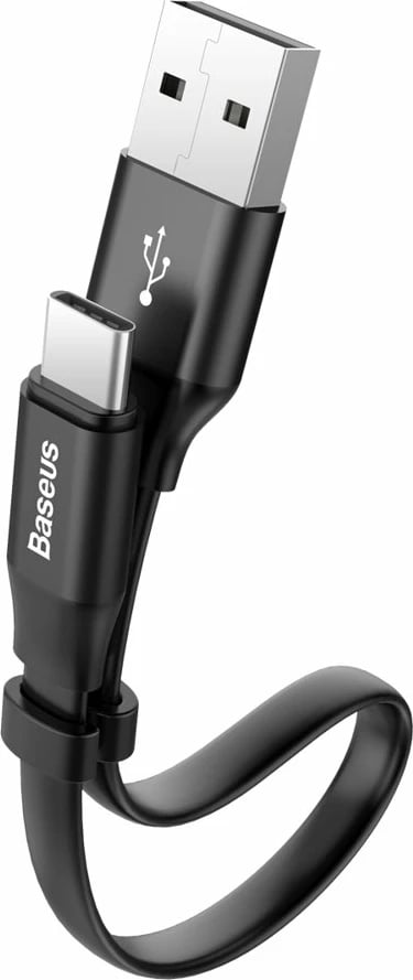 Kabllo Baseus Nimble CATMBJ-01, USB në USB-C, 0.23m, e zezë