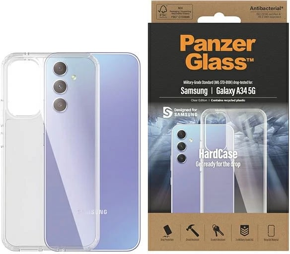 Mbështjellës PanzerGlass HardCase antibakterial, për Samsung Galaxy A34 5G, transparent