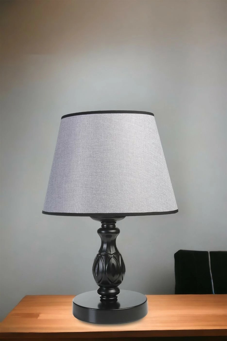 Llambë tavoline Opviq, 8844-3, trup metali, kapak stofi, e zezë/gri