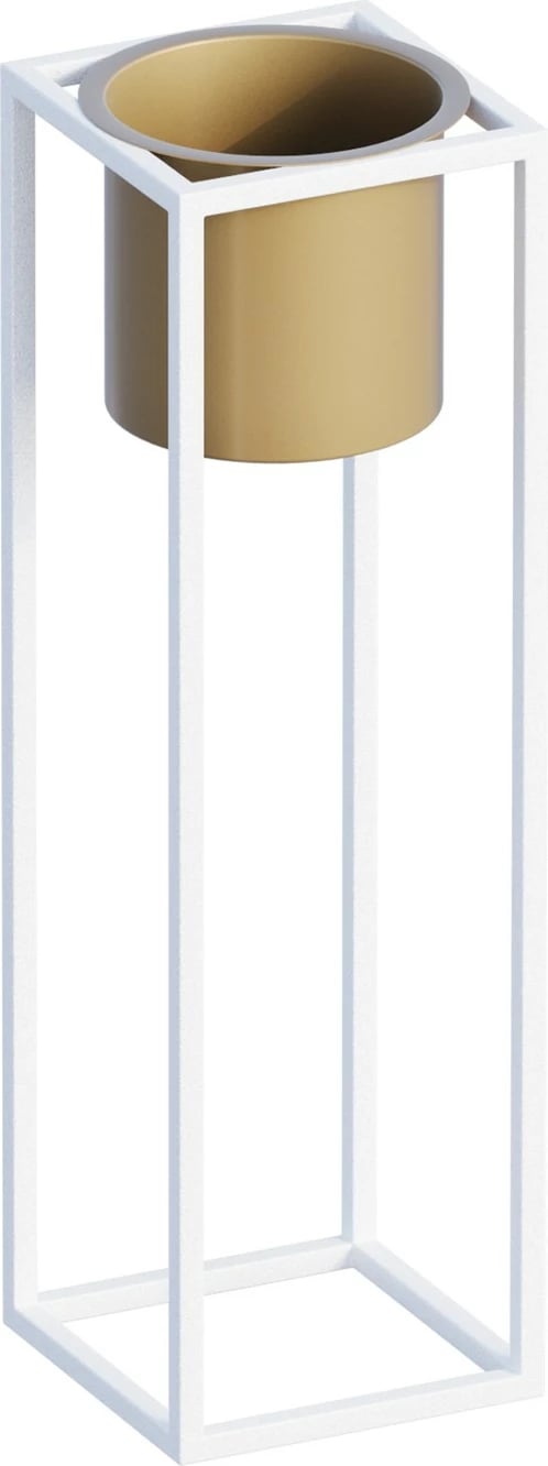 Vazo dekorative Aberto Design, GED-023-C, e bardhë dhe e artë, metal, 15x50x15cm