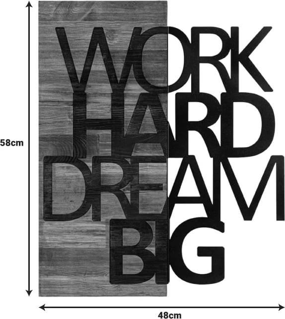 Dekor muri Deseze, dru pishe natyrale, metal i zi, 48x3x58cm