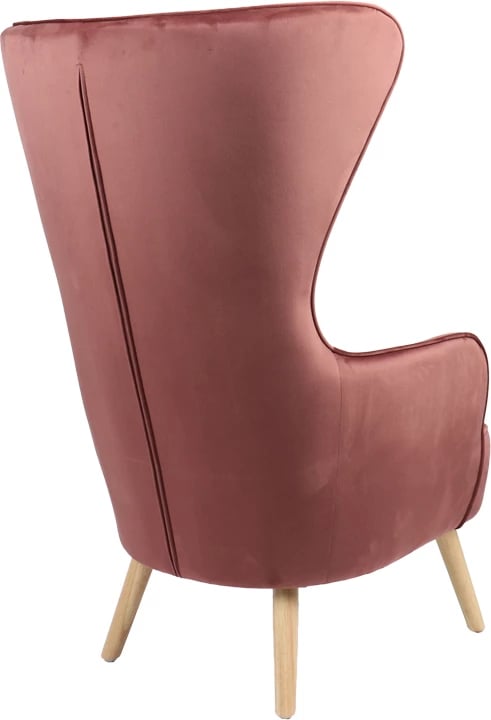 Fotel Byfon, kadife, ngjyrë mollë e kalbur, këmbë druri natyrale, 76x83x117cm