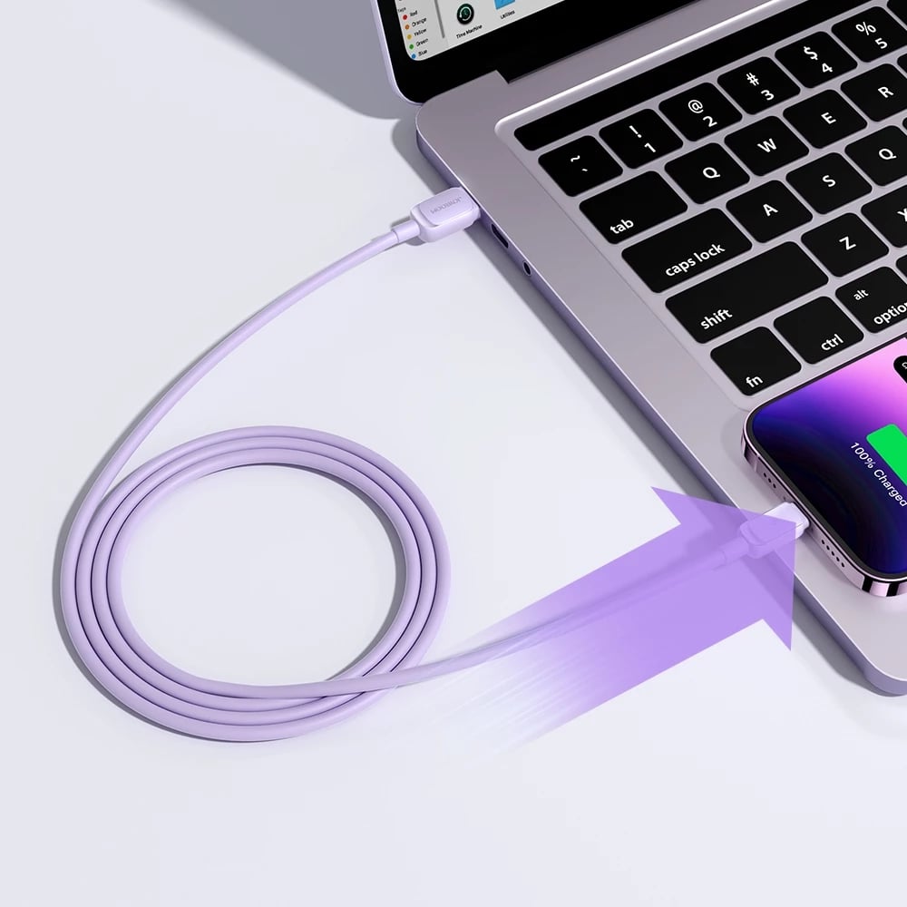 Kabllo Joyroom Multi-Color Series A14, Lightning në USB-A, 1.2m, 2.4A, vjollcë