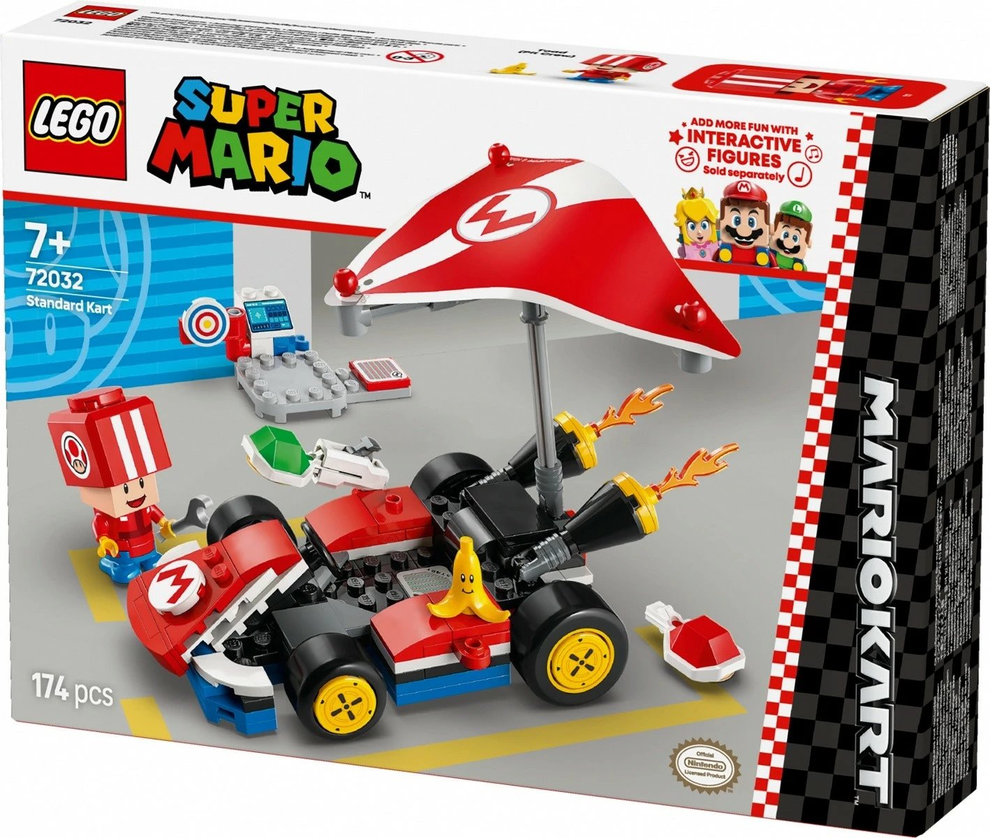 Set ndërtimi LEGO Super Mario 72032 Standard Kart, 174 pjesë, me figurë Toad, kuqe