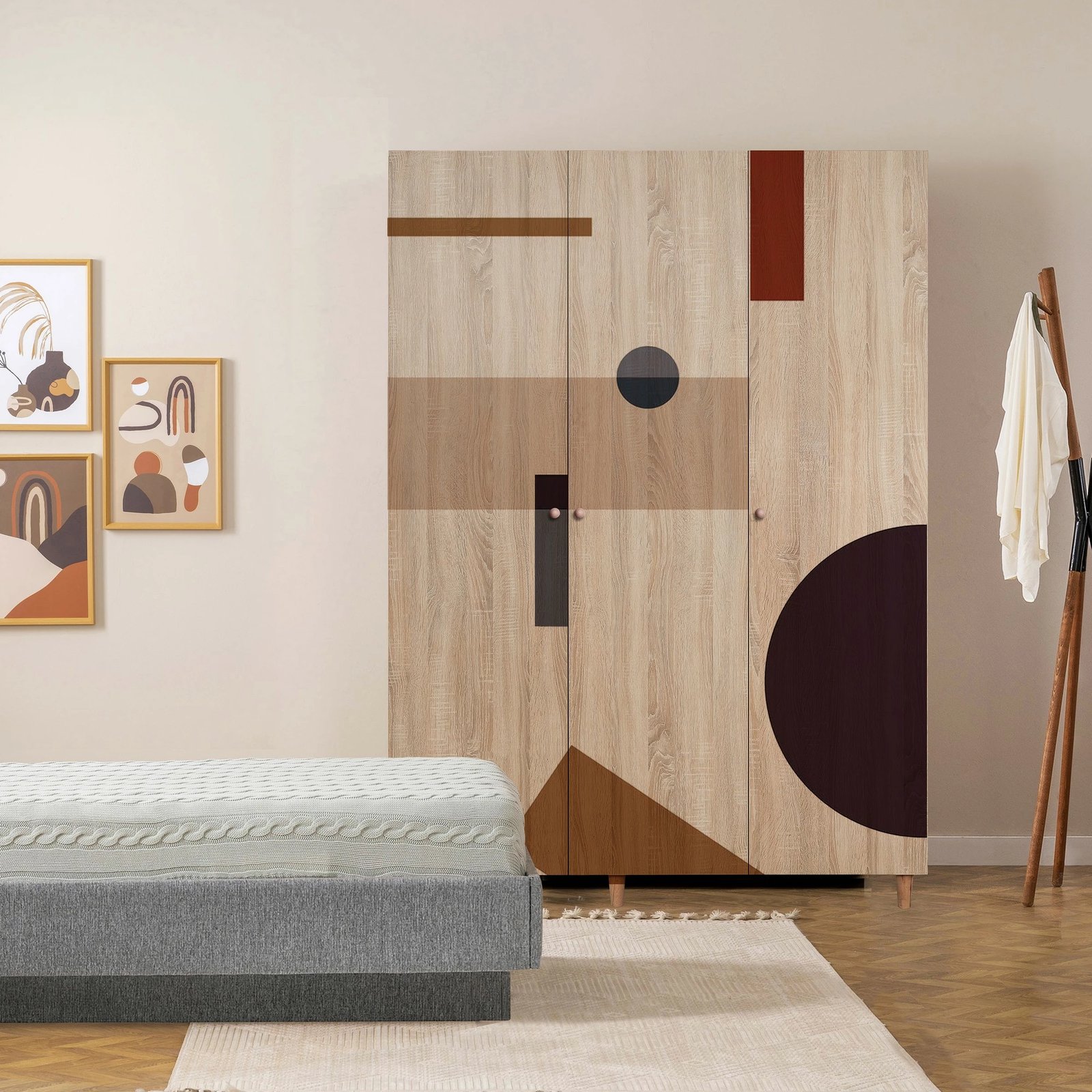 Dollap Lena 3, Skye Decor, ngjyrë sonomo, 135x192x52 cm