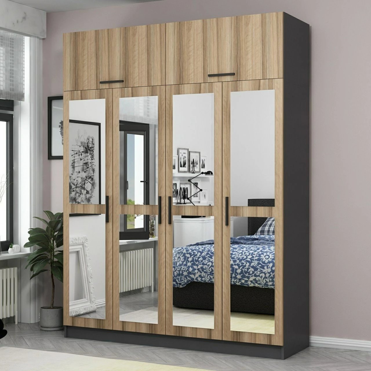 Dollap garderobe, ngjyrë dore, Skye Decor, 180x255x52 cm