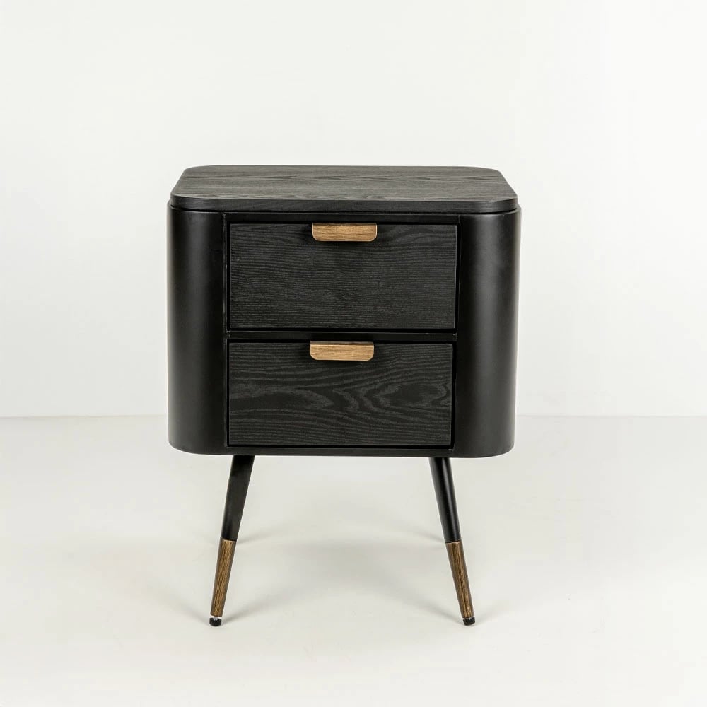 Komodinë Colombo, e zezë me të artë, 50x39x63