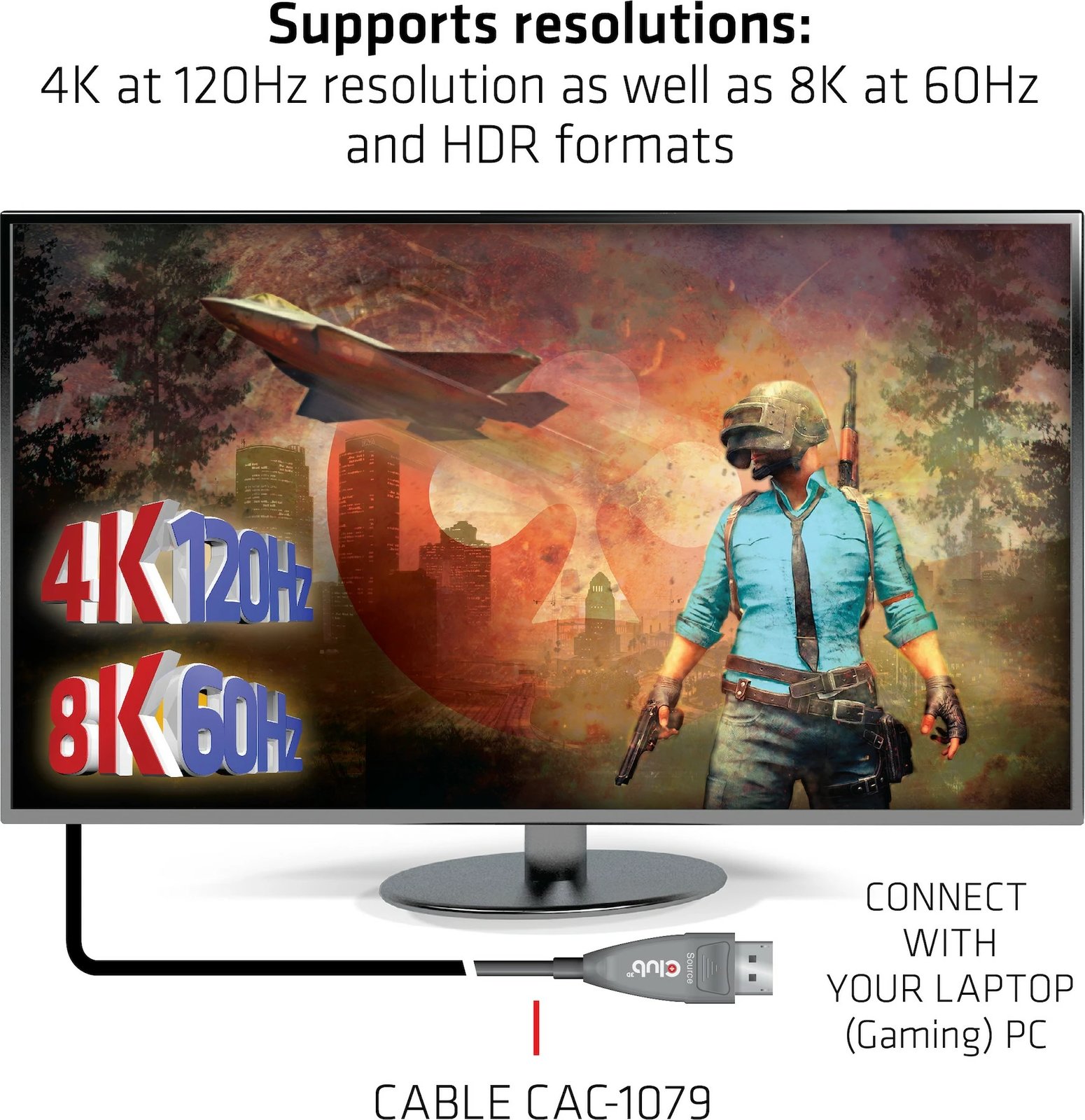 Kabllo DisplayPort Club3D 1.4, 20m, 4K120Hz, e zezë