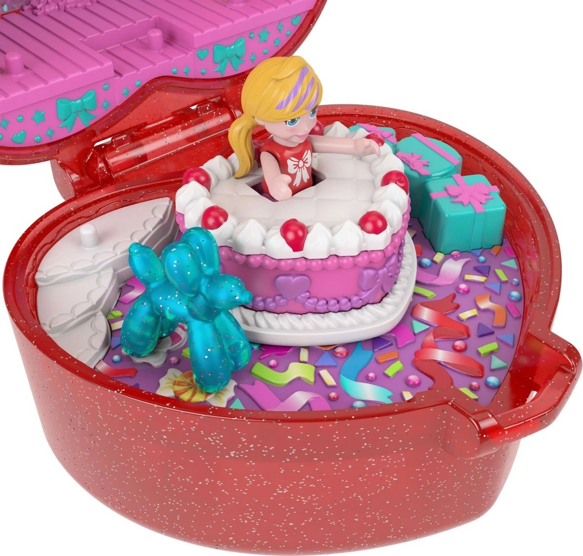 Set lodrash Polly Pocket Mattel JGK21, 80 vjetori, me mikro kukull dhe aksesorë, Kuqe