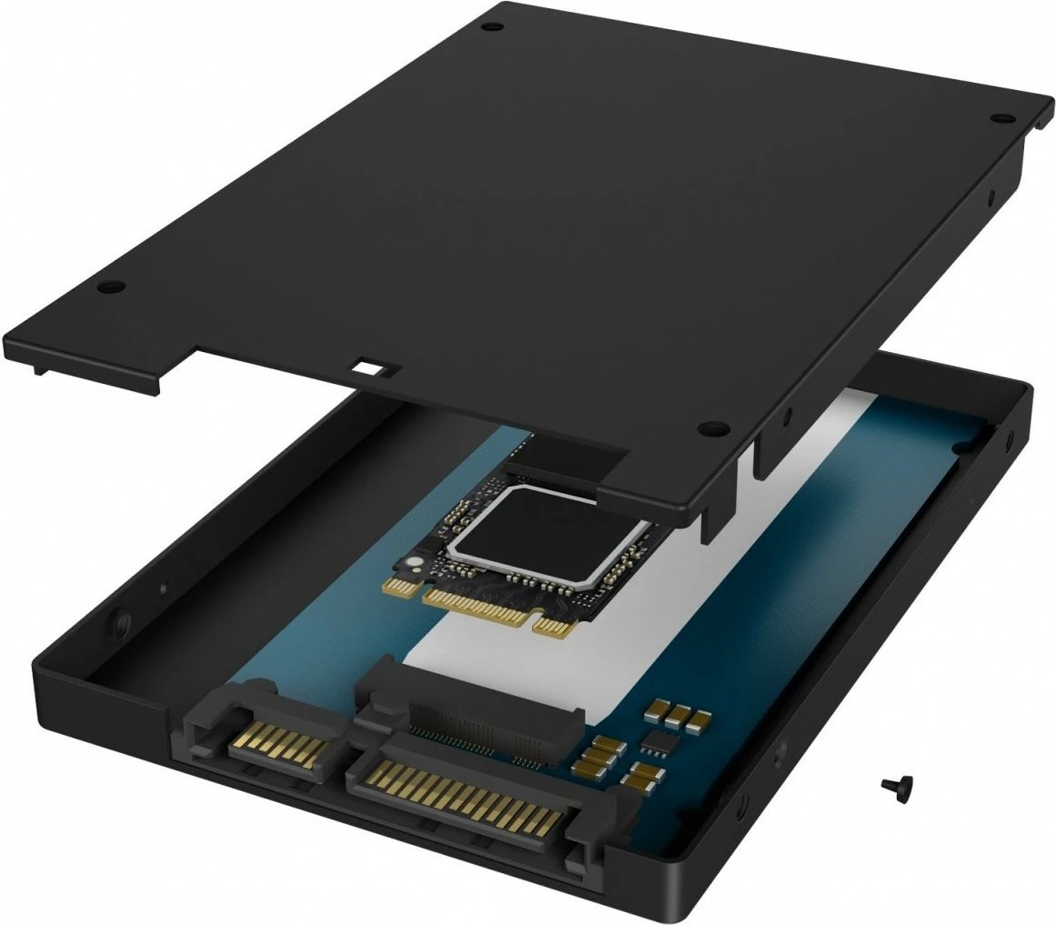 Adapter IcyBox IB-M2S253 për SSD M.2 në 2.5 inç, 7mm, i zi