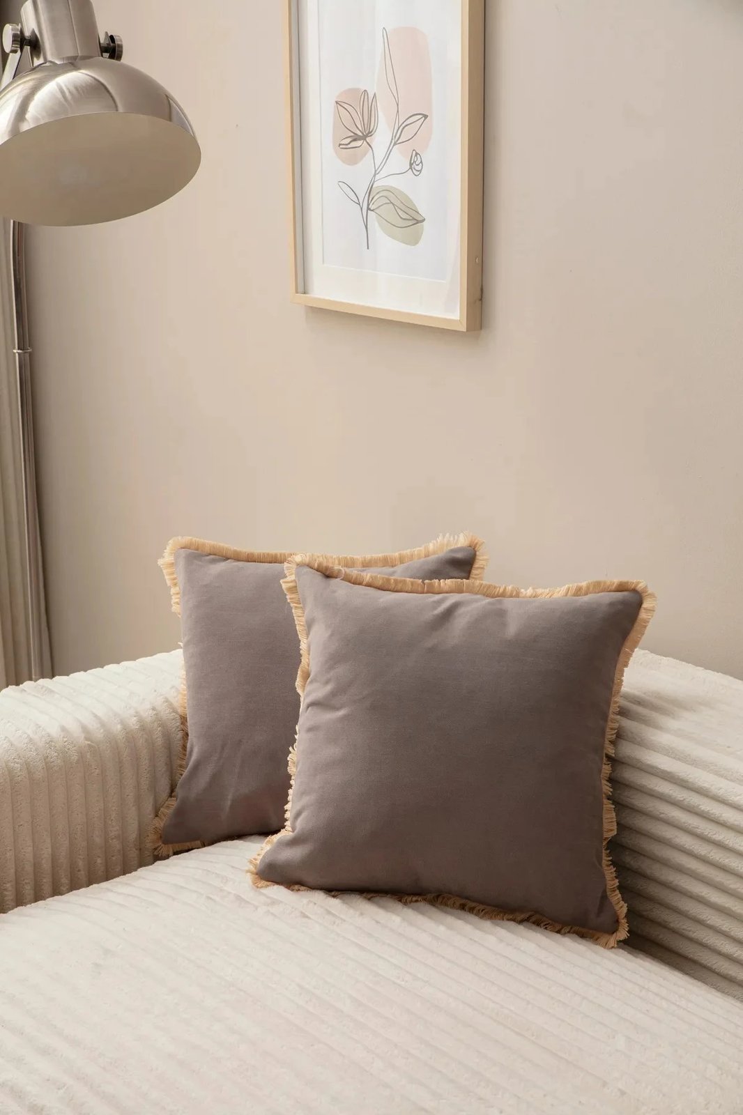 Set mbulesash për jastëk (2 copë), Evila Originals, me fije dekorative, ngjyrë gri v1