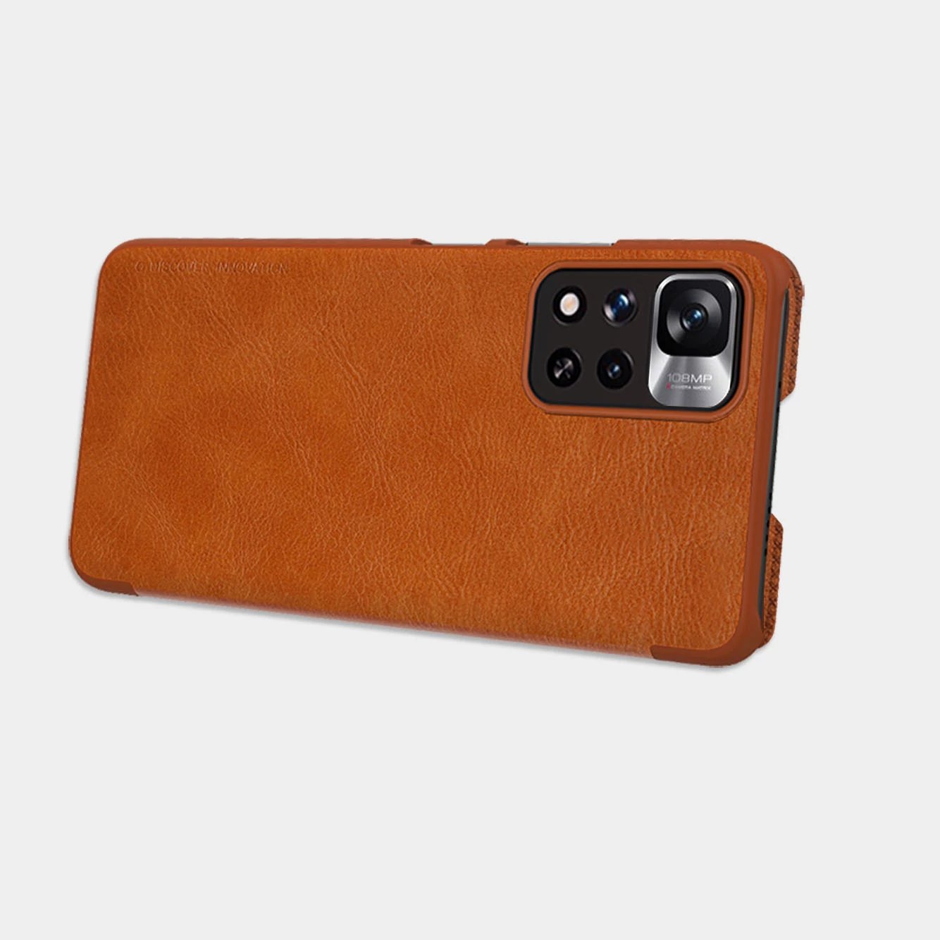 Mbështjellës Nillkin Qin Case për Xiaomi Redmi Note 11 Pro+, Redmi Note 11 Pro, Mi 11i HyperCharge, kafe