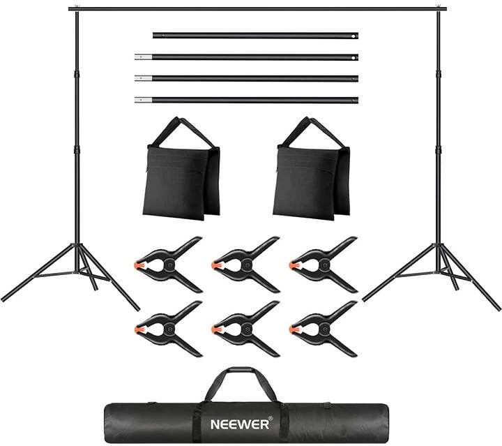 Set stativash për sfond foto Neewer B07PFS3BBS, lartësi 70 cm–2.1 m, gjerësi 1.5–3 m, kapacitet 5 kg, e zezë, set Set stativash për sfond foto Neewer B07PFS3BBS, lartësi 70 cm–2.1 m, gjerësi 1.5–3 m, kapacitet 5 kg, e zezë, set
