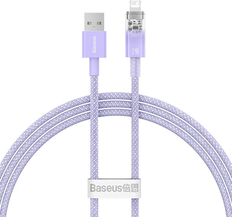 Kabllo karikimi e shpejtë Baseus Explorer Series USB-A në Lightning, 1m, vjollcë