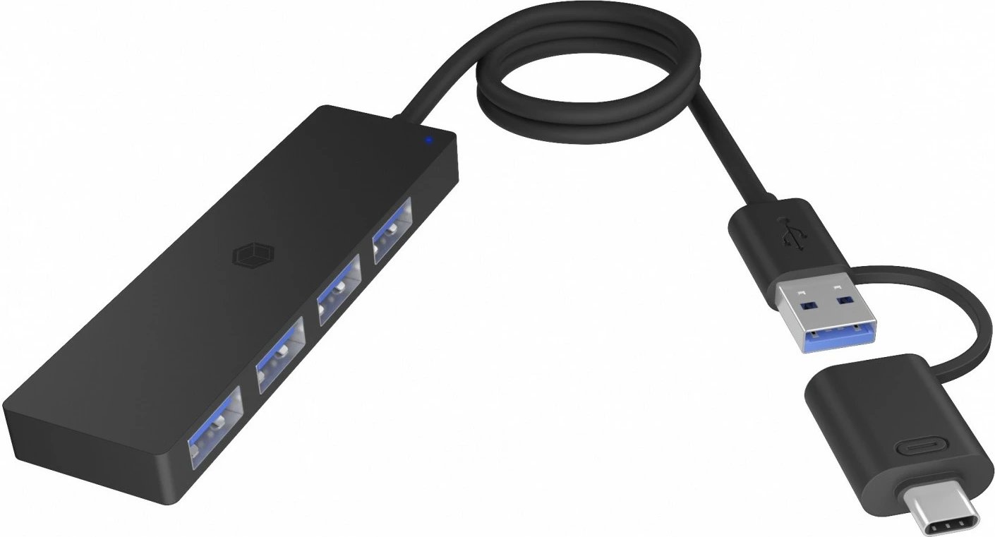 Kasë USB IcyBox IB-HUB1424-C3, 4 porta, USB 3.2 Gen 1, Type-C/Type-A, e zezë