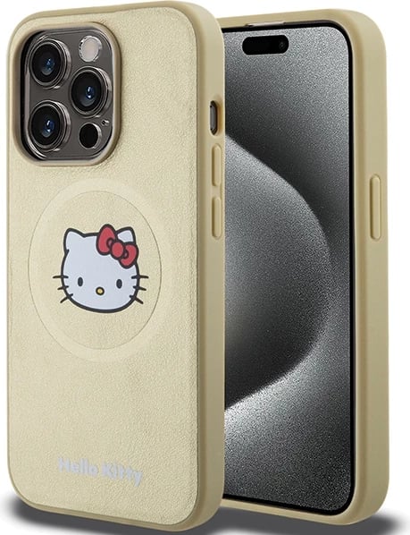 Mbështjellës Hello Kitty Leather Kitty Head MagSafe për iPhone 13 Pro Max, ari