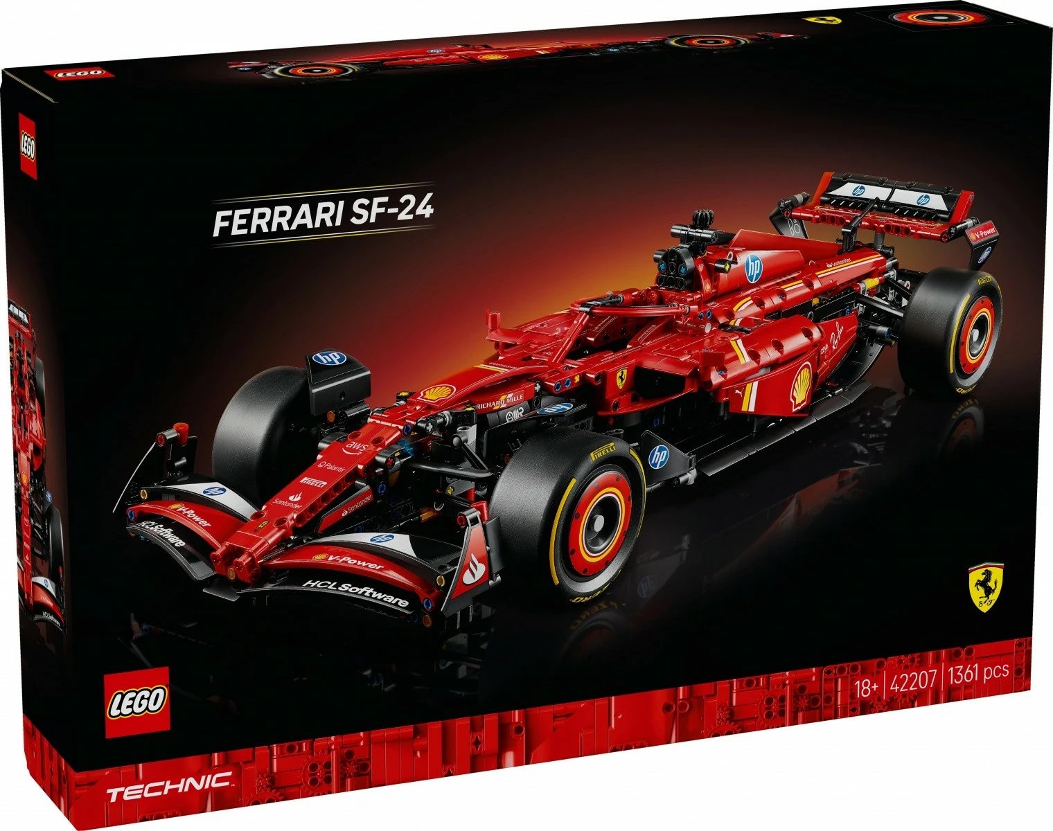 Set ndërtimi LEGO Technic Ferrari SF-24, 1361 pjesë, i kuq