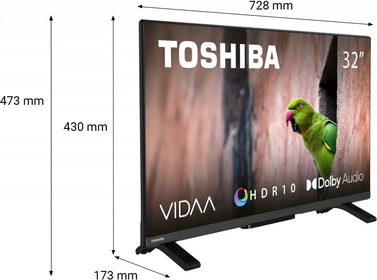 Televizor LED Toshiba 32WV2E63DG, 32 inç, Smart TV, HD Ready, i zi