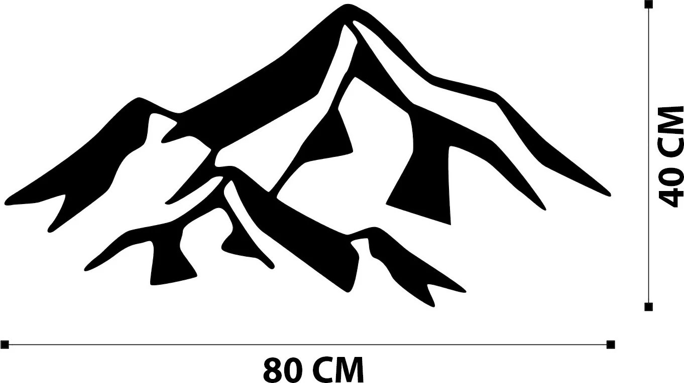 Aksesor dekorativ metalik për mur, Wallity, dekor mali, ngjyrë e zezë, 80x40cm