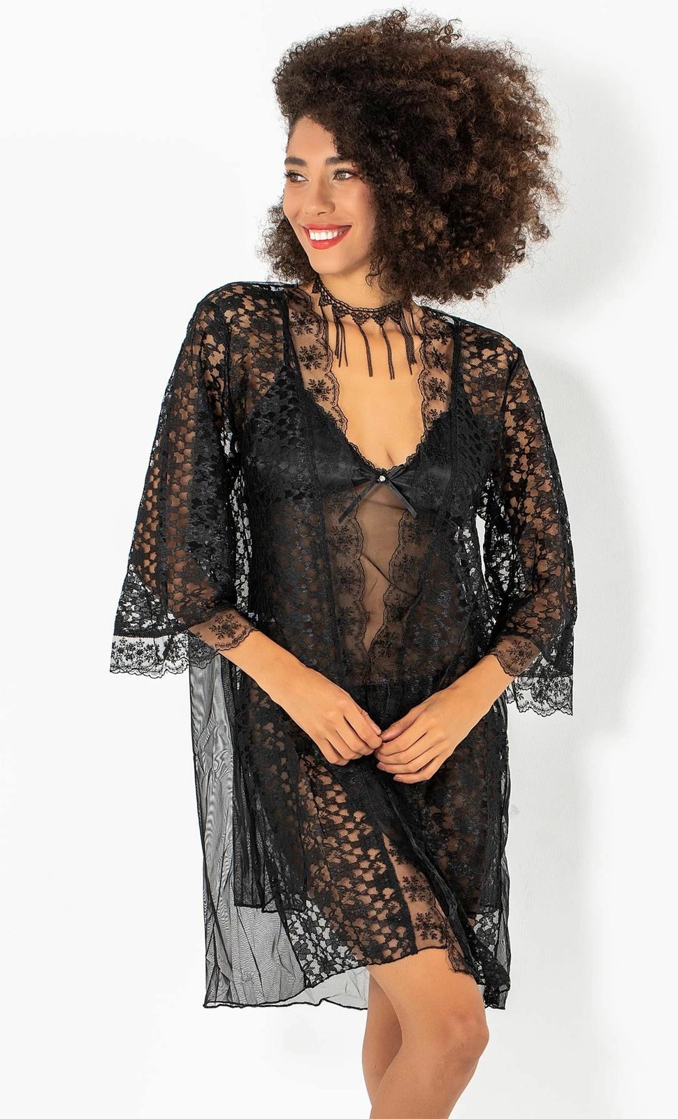 Set fustan nate me peniuar, ngjyrë e zezë, Jumeon, 011-008007