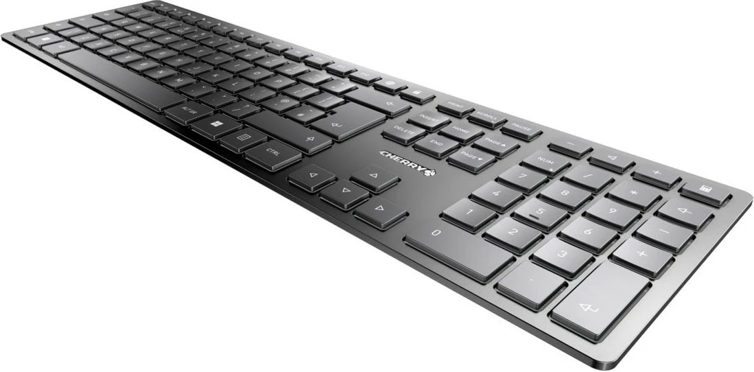 Tastierë Cherry KW 9100 SLIM, Wireless, RF Wireless + Bluetooth, QWERTY, Ngjyrë e zezë