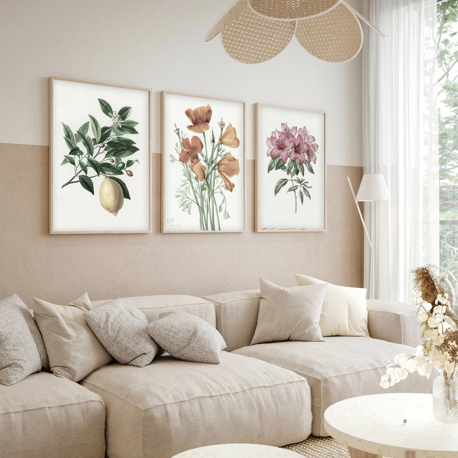 Pikturë dekorative me kornizë, MDF, 3 copë, Wallity, Huhu278, 50x35cm