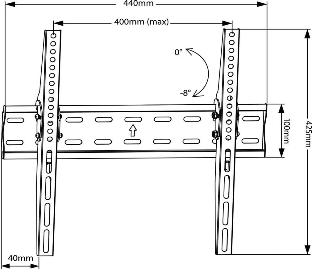 Mbajtëse muri për TV Maclean MC-862, universal, 26-55 inç, 40 kg, e zezë