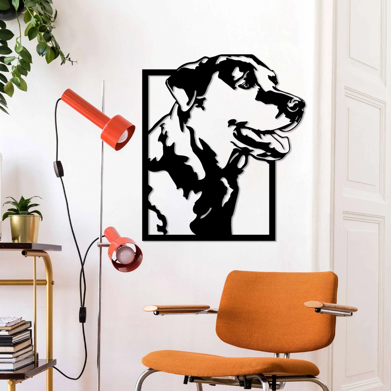 Aksesor dekorativ metalik për mur, Wallity, labrador i zi