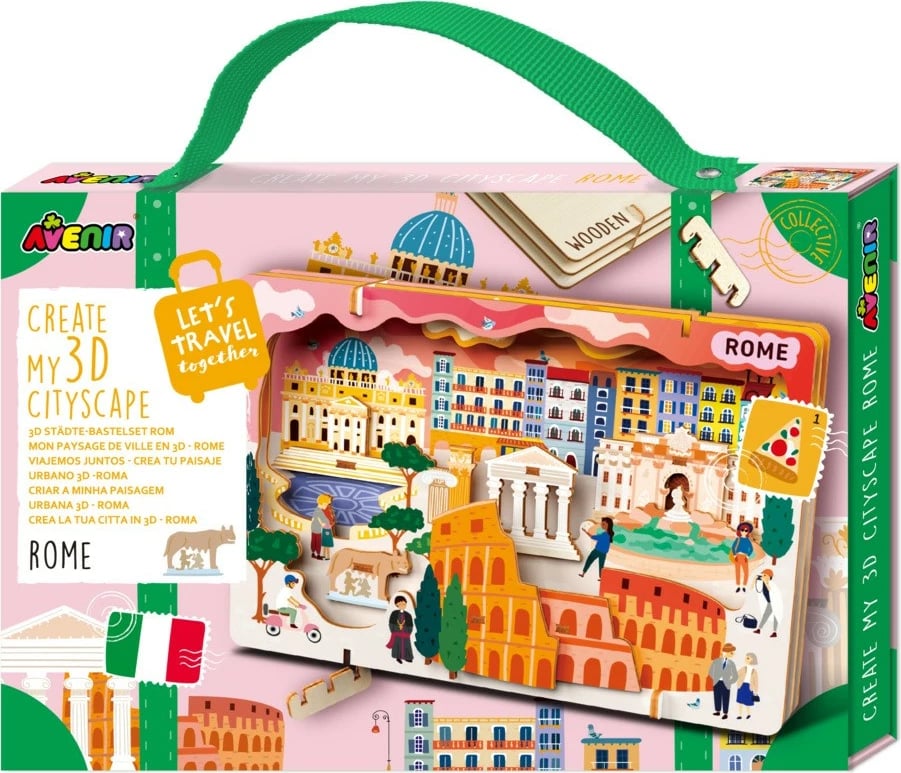 Puzzle 3D prej druri MG DYSTRYBUCJA Create a 3D Cityscape Rome, me aksesorë, shumëngjyrësh