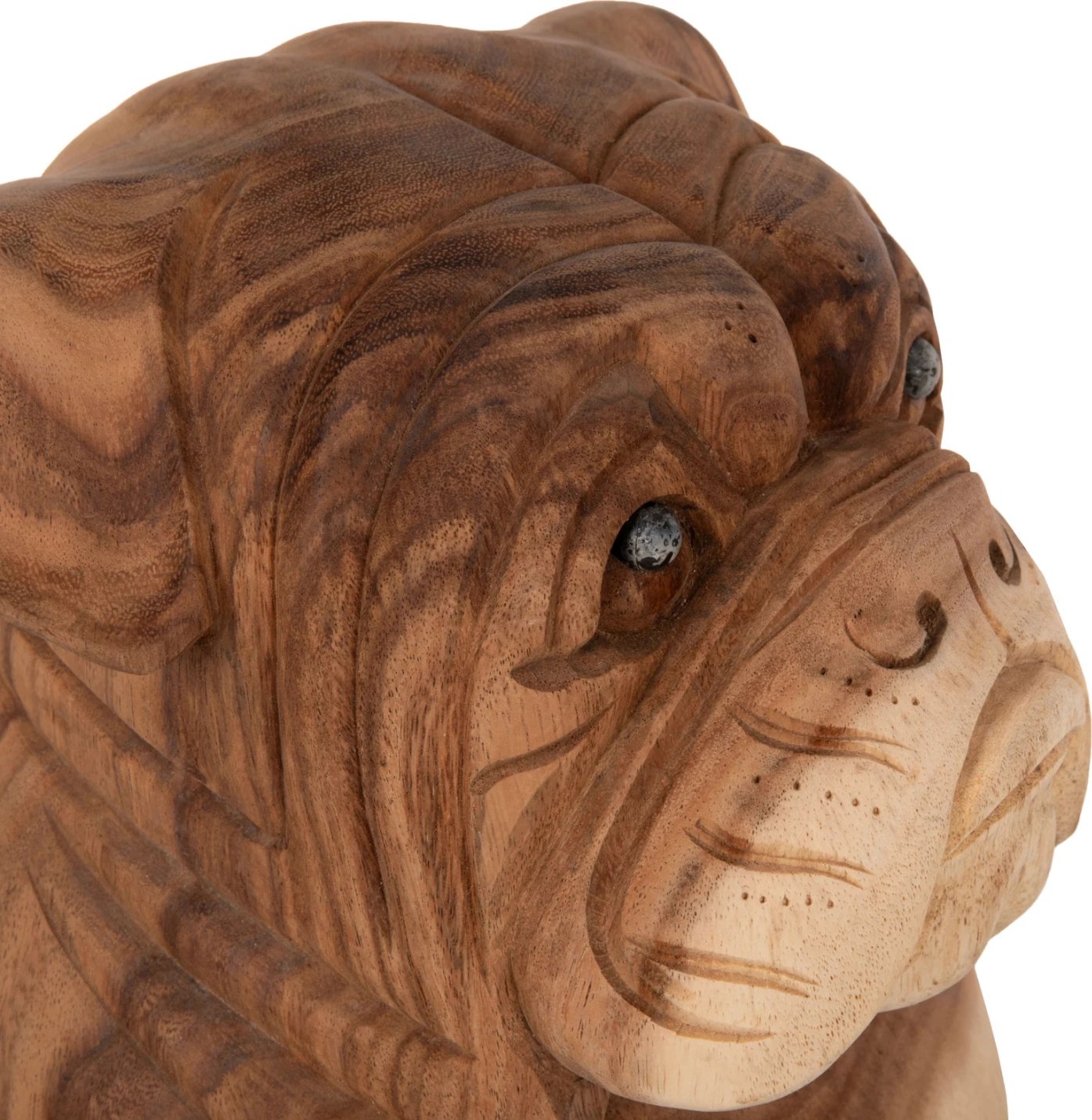 Dekor për dysheme, bulldog, dru suar, ngjyrë natyrale, 26x27x40H cm