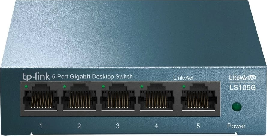 Switch TP-Link 5-Port 10/100/1000Mbps, Gigabit Ethernet, i montueshëm në mur, ngjyrë blu