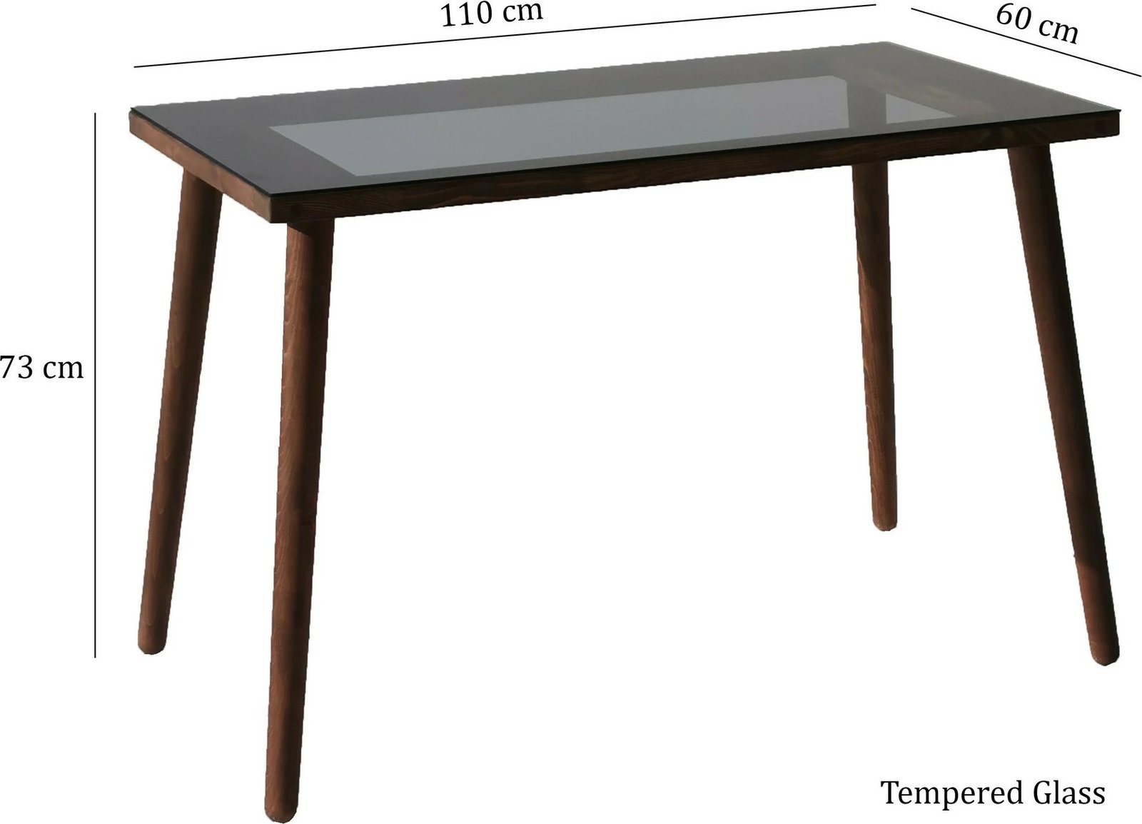 Tavolinë pune Hanah Home, ngjyrë arre, xham i temperuar, këmbë druri