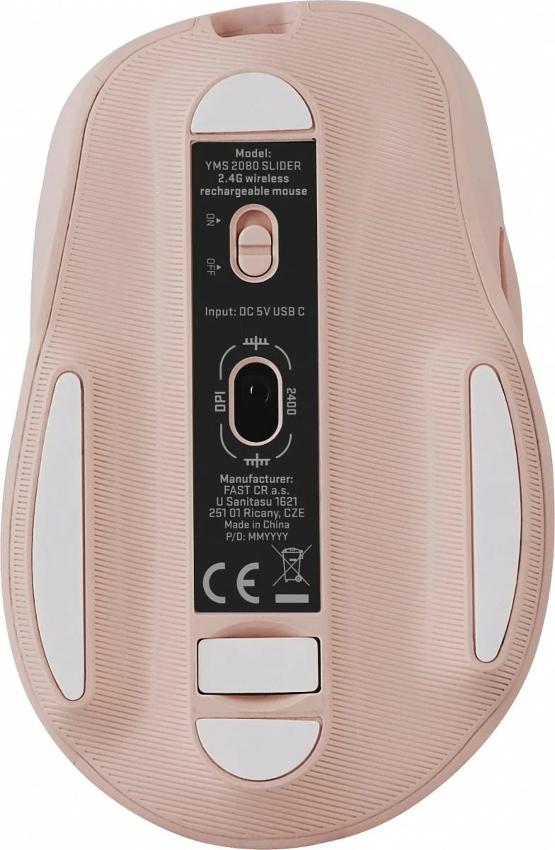 Maus wireless YENKEE SLIDER YMS 2080PK, 2400 DPI, 6 butona, Powder Pink